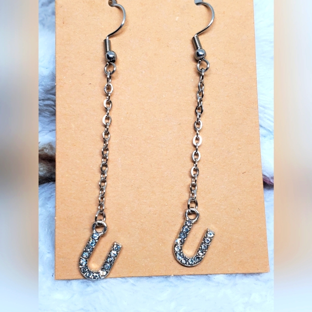 7/$10 U Initial Earrings, New